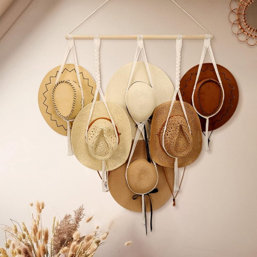 Macrame Hat Hanger Boho Display Organizer